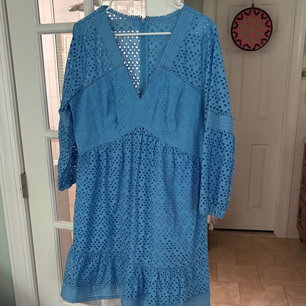 Lilly Pulitzer Blue Long Sleeve Eyelet Dress